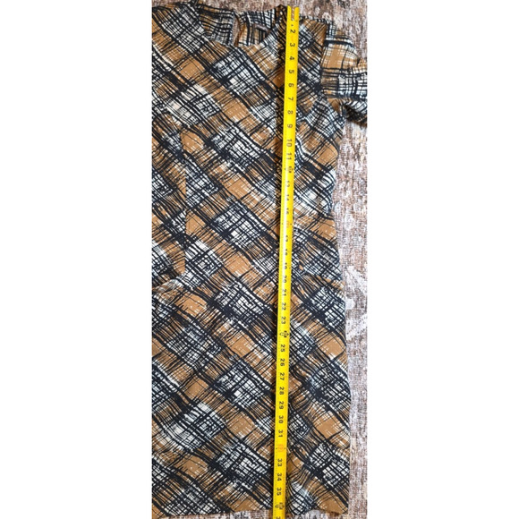 J. McLaughlin Catalyst Ponte Sheath Dress Small Mod Plaid Black Brown Tan Pocket - Picture 7 of 10